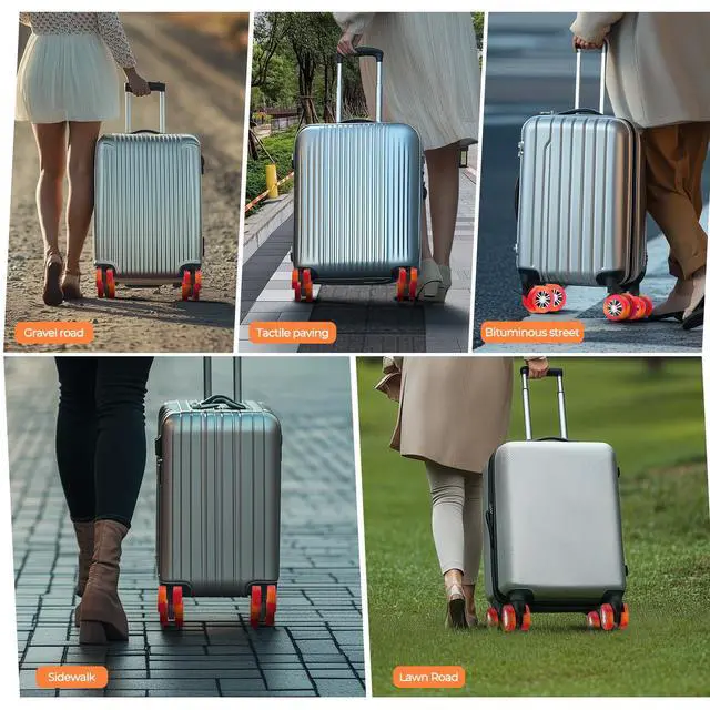 Alt view image 5 of 6 - 8Pcs Upgrade Luggage Wheel Covers,Travel Accessories (Bright Red/Orange)