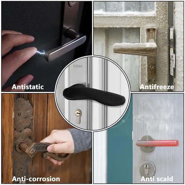 Alt view image 4 of 7 - 4PCS Door Handle Covers - Anti-Scald Door Handle Protector Door Knob Cushion Cover Protect Hands from Burns and Chills