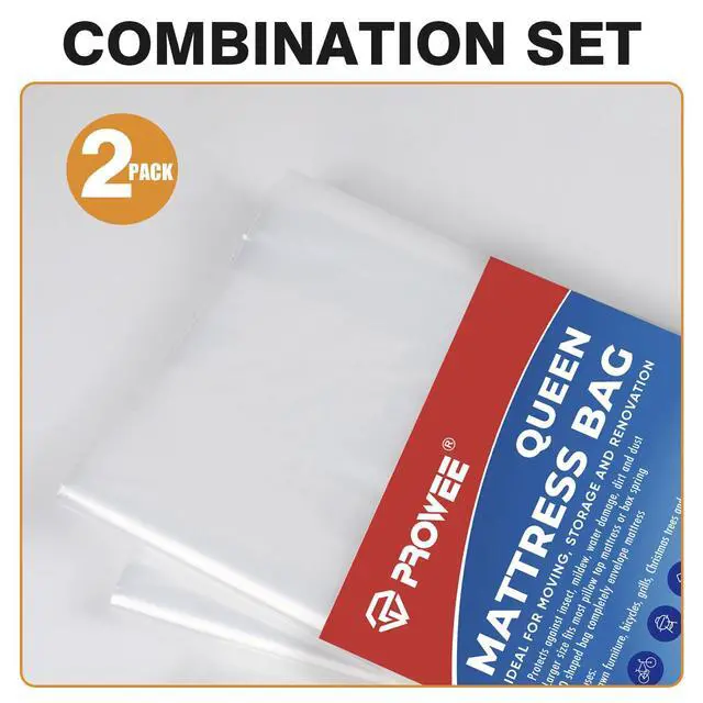 Alt view image 6 of 7 - 2 PK Queen Mattress Bags for Moving Storage,Mattress Bag for Disposal, Mattress Storage Bag Queen Mattress Cover for Moving