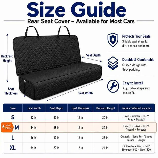 Alt view image 2 of 7 - Dog Car Seat Cover & Protector, Pet Back Seat Cover for Cars & SUVs, 54"
