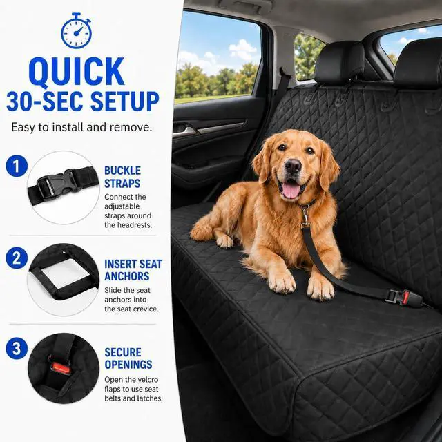 Alt view image 3 of 7 - Dog Car Seat Cover & Protector, Pet Back Seat Cover for Cars & SUVs, 54"