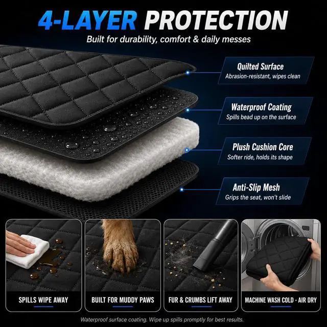 Alt view image 5 of 7 - Dog Car Seat Cover & Protector, Pet Back Seat Cover for Cars & SUVs, 54"