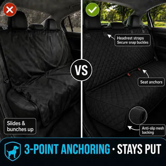 Alt view image 4 of 7 - Dog Car Seat Cover & Protector, Pet Back Seat Cover for Cars & SUVs, 54"