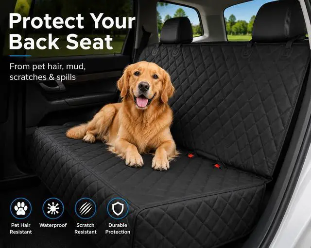 Alt view image 7 of 7 - Dog Car Seat Cover & Protector, Pet Back Seat Cover for Cars & SUVs, 54"