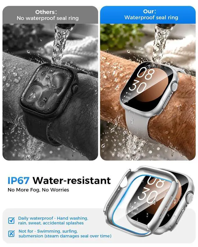 Alt view image 3 of 7 - IP67 Waterproof Case with Glass for Apple Watch 40mm Series 6/5/4/SE