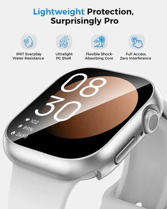 Alt view image 4 of 7 - IP67 Waterproof Case with Glass for Apple Watch 40mm Series 6/5/4/SE