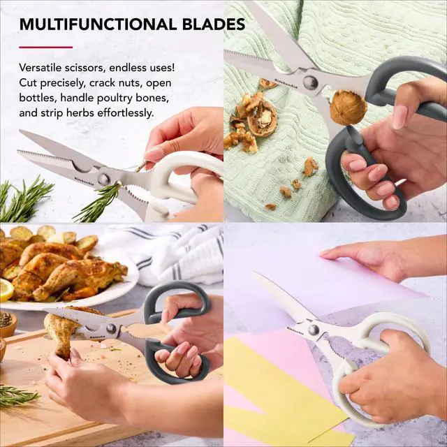 Alt view image 3 of 7 - Multipurpose Shear Set Versatile Scissors with Nutcracker, Bottle Opener, Ergonomic Handles with Protective Blade Covers, 2-Piece