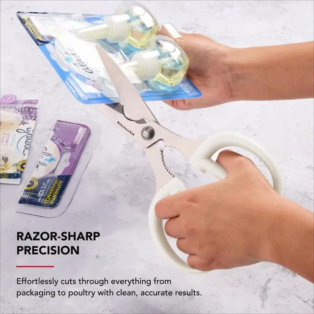 Alt view image 4 of 7 - Multipurpose Shear Set Versatile Scissors with Nutcracker, Bottle Opener, Ergonomic Handles with Protective Blade Covers, 2-Piece