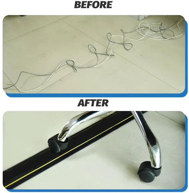 Alt view image 6 of 6 - 6.5FT Heavy Duty PVC Floor Cable Cover, Floor Cord Cover, Cable Protector Protect Wire for Indoor and Outdoor Cable Cavity = 0.94" (W) x 0.4" (H)(3 Channels