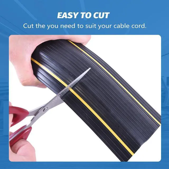 Alt view image 4 of 6 - 6.5FT Heavy Duty PVC Floor Cable Cover, Floor Cord Cover, Cable Protector Protect Wire for Indoor and Outdoor Cable Cavity = 0.94" (W) x 0.4" (H)(3 Channels