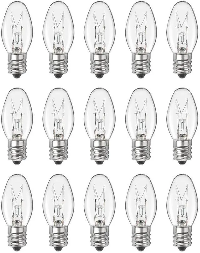 Main image of Night Light Bulb Warm White Replacement Bulbs - E12 Light Bulbs - 7Watt Incandescent Light Bulbs - 15 Packs Warm White Glow - Dimmable