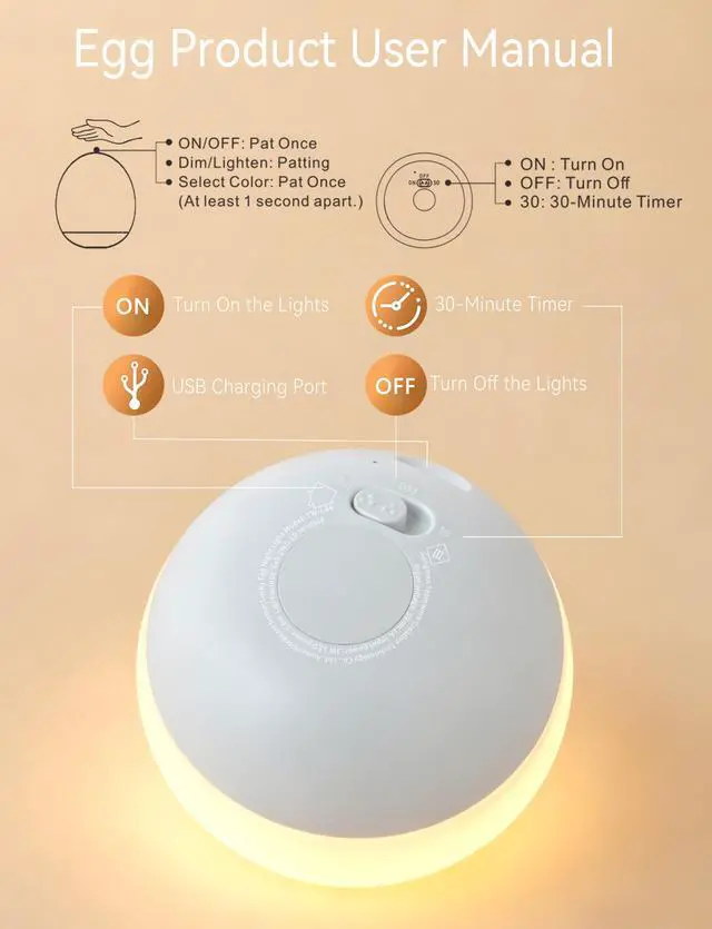 Alt view image 6 of 7 - Night Light for Kids,Egg Night Light for Baby Nursery