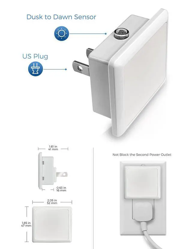 Alt view image 7 of 7 - Night Lights Plug into Wall 2-Pack, 0.3W Plug in Night Light