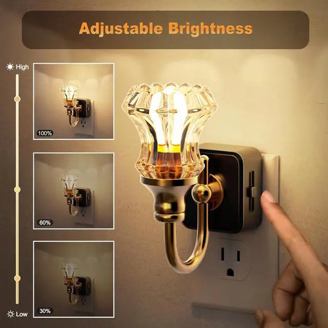 Alt view image 2 of 6 - Night Light, Night Lights Plug into Wall, Glass Floral Nightlight