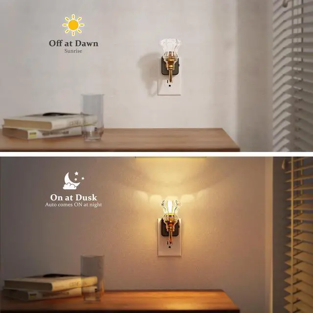 Alt view image 3 of 6 - Night Light, Night Lights Plug into Wall, Glass Floral Nightlight