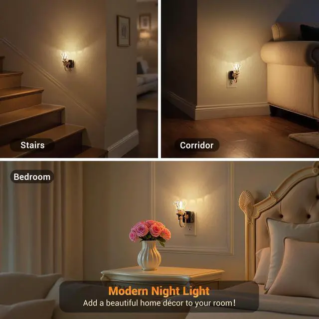 Alt view image 4 of 6 - Night Light, Night Lights Plug into Wall, Glass Floral Nightlight