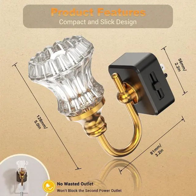 Alt view image 6 of 6 - Night Light, Night Lights Plug into Wall, Glass Floral Nightlight