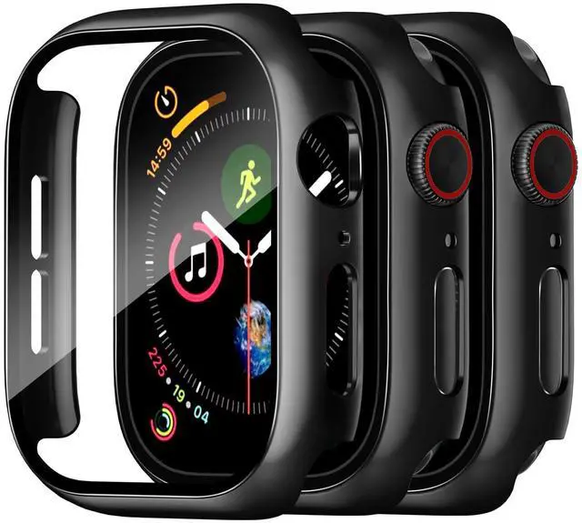 Main image of 3 Pack Case Compatible with Apple Watch 40mm SE SE2 SE3 Series 6/5/4 Built-in Screen Protector, All-Around Ultra-Thin Bumper Full Cover Hard PC Protective Case for iWatch 40mm, Black