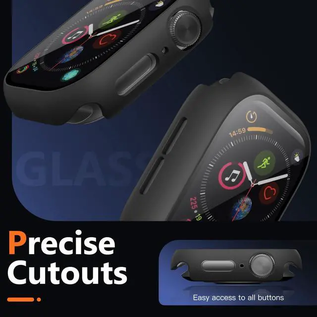 Alt view image 3 of 7 - 3 Pack Case Compatible with Apple Watch 40mm SE SE2 SE3 Series 6/5/4 Built-in Screen Protector, All-Around Ultra-Thin Bumper Full Cover Hard PC Protective Case for iWatch 40mm, Black