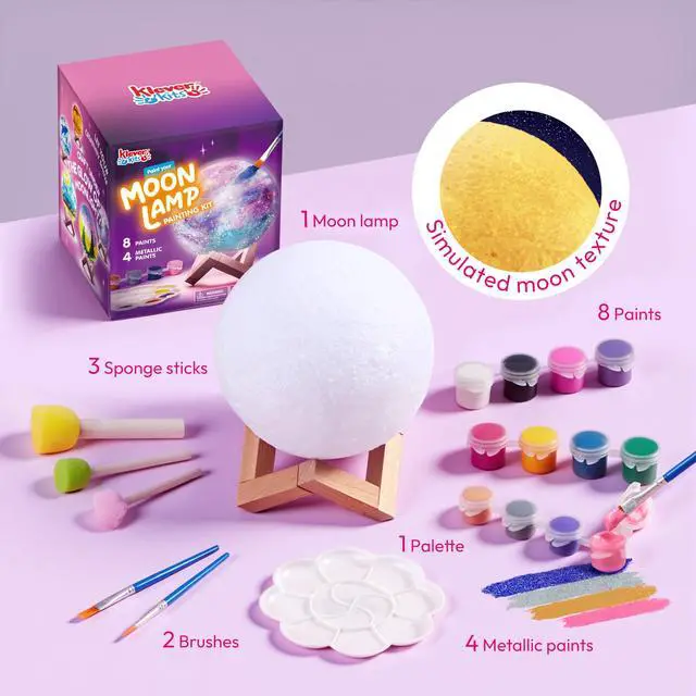 Alt view image 2 of 7 - DIY 3D Moon Night Light, Paint Your Own Moon Lamp Kit Galaxy Lamp Arts and Crafts Kit, School Activities, Birthday Gifts for Kids Girls Boys