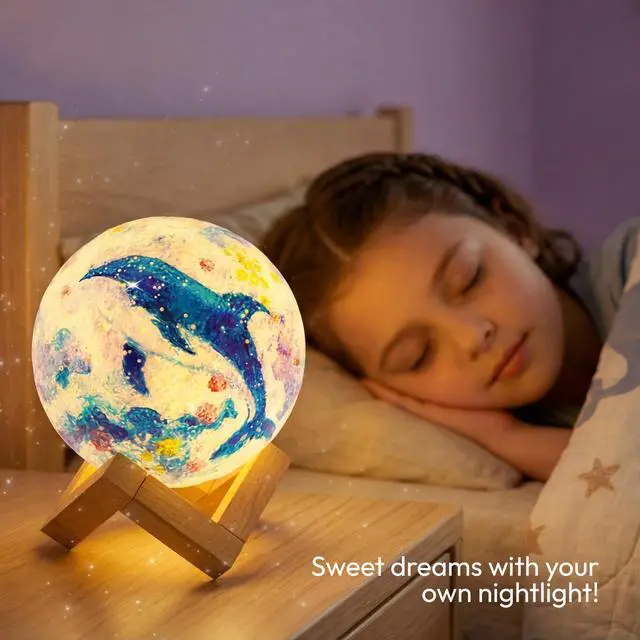 Alt view image 4 of 7 - DIY 3D Moon Night Light, Paint Your Own Moon Lamp Kit Galaxy Lamp Arts and Crafts Kit, School Activities, Birthday Gifts for Kids Girls Boys