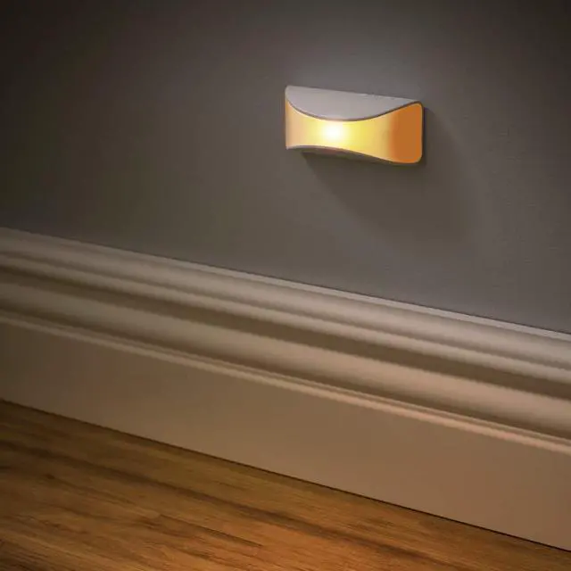 Alt view image 4 of 6 - MB500A Wireless Battery Powered Dusk to Dawn Amber Sleep Friendly LED Stair Light/Night Light, White, 2-Pack