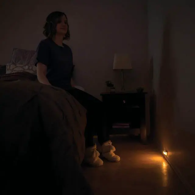 Alt view image 5 of 6 - MB500A Wireless Battery Powered Dusk to Dawn Amber Sleep Friendly LED Stair Light/Night Light, White, 2-Pack