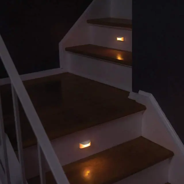 Alt view image 6 of 6 - MB500A Wireless Battery Powered Dusk to Dawn Amber Sleep Friendly LED Stair Light/Night Light, White, 2-Pack