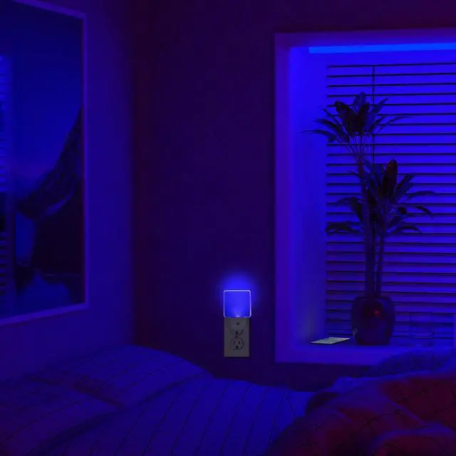 Alt view image 7 of 7 - Blue Night Light Plug into wall, , 4 Pack, Dusk to Dawn Sensor Auto On/Off