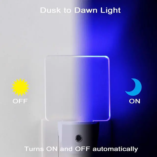 Alt view image 3 of 7 - Blue Led Night Light Plug in - 4 Pack Dusk to Dawn Sensor Auto ON Off 0.5W