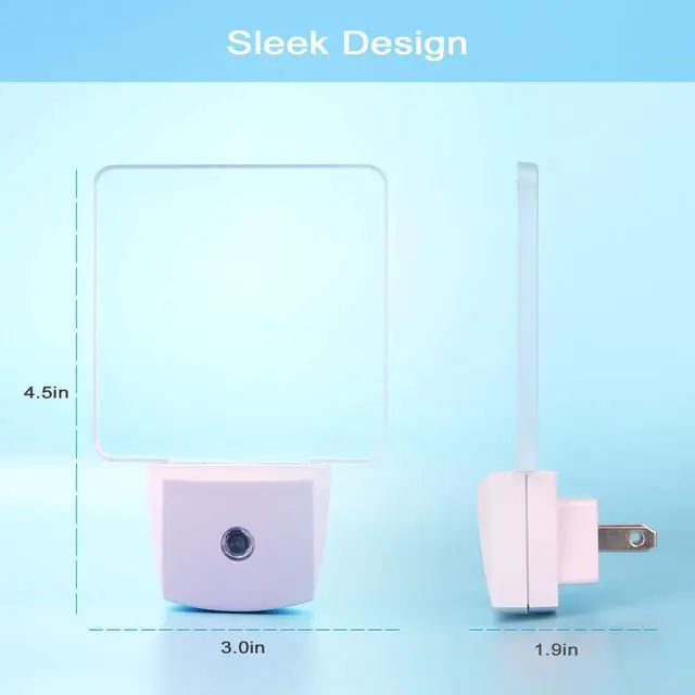 Alt view image 5 of 7 - Blue Led Night Light Plug in - 4 Pack Dusk to Dawn Sensor Auto ON Off 0.5W