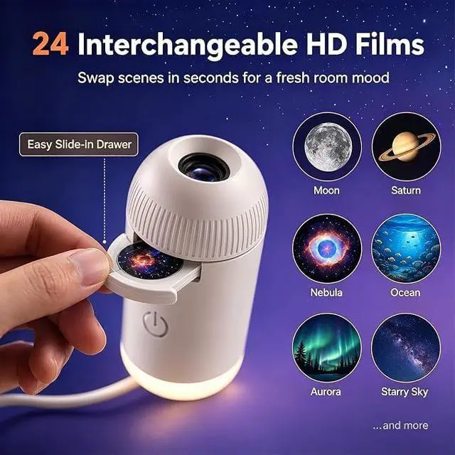 Alt view image 3 of 5 - Galaxy Projector Night Light, Adjustable Brightness USB Star Sky Projector