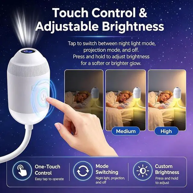 Alt view image 5 of 5 - Galaxy Projector Night Light, Adjustable Brightness USB Star Sky Projector