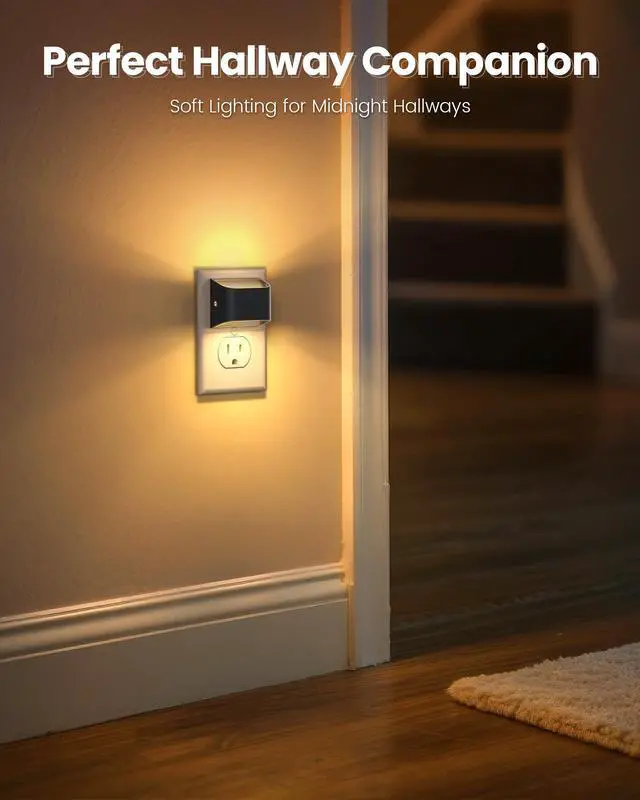 Alt view image 5 of 6 - Night Lights Plug Into Wall, Auto On/Off, 4 Pack, Black, 3000K