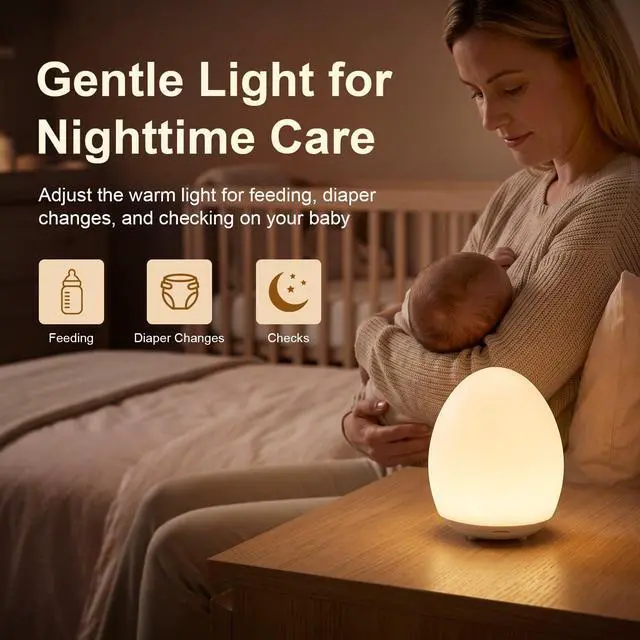 Alt view image 2 of 7 - Egg Light for Nursery, Rechargeable Touch-Control Baby Night Light