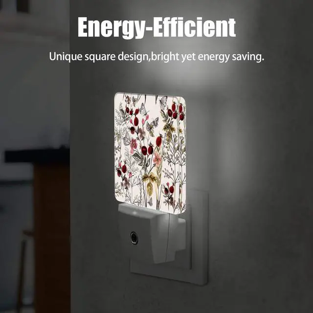 Alt view image 5 of 7 - Vintage Flower Night Light, Butterfly Plug into Wall with Dusk to Dawn Light Sensors, Warm Nightlights for Bedroom, Bathroom, Hallway, Kitchen, Gifts Ideal for Girls Women