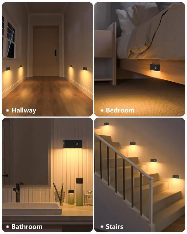 Alt view image 3 of 7 - Rechargeable Night Light, Wireless Stair Lights Indoor, Warm White Motion Sensor Light Indoor, Stick-Anywhere, Battery Powered Night Light for Hallway, Stairway, Bathroom, Bedroom, 3 Pack