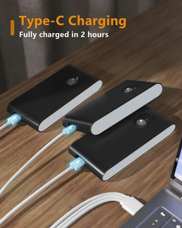 Alt view image 5 of 7 - Rechargeable Night Light, Wireless Stair Lights Indoor, Warm White Motion Sensor Light Indoor, Stick-Anywhere, Battery Powered Night Light for Hallway, Stairway, Bathroom, Bedroom, 3 Pack