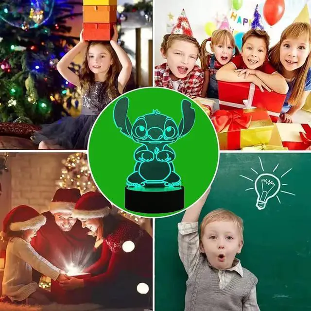 Alt view image 7 of 7 - 3D Illusion Night Light, 16 Color Night Light - 3D LED Intelligent Remote Control Lamp for Children's Room Decoration and Children's Gifts