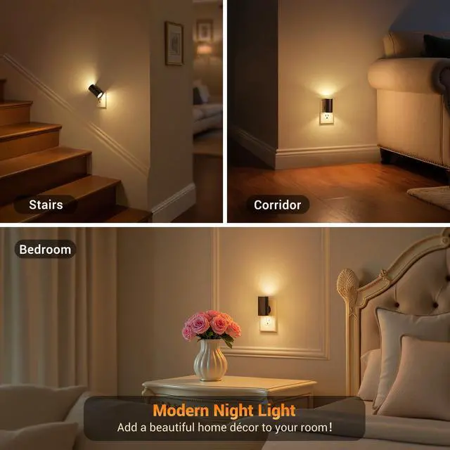 Alt view image 5 of 7 - LED Night Light Plug in, Rotating Night Lights Plug into Wall Warm