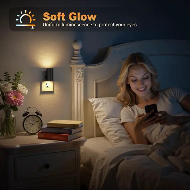 Alt view image 6 of 7 - LED Night Light Plug in, Rotating Night Lights Plug into Wall Warm
