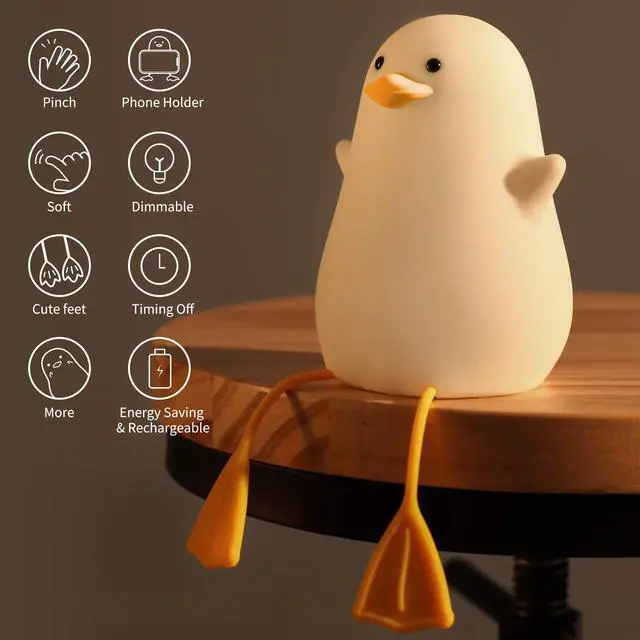 Alt view image 2 of 7 - Cute Duck Night Light, Gifts for Women Teen Girls Baby,Night Lights for Kids Bedroom Kawaii Room Decor, Cute Christmas Seagull Silicone Nightlights for Children Toddler.