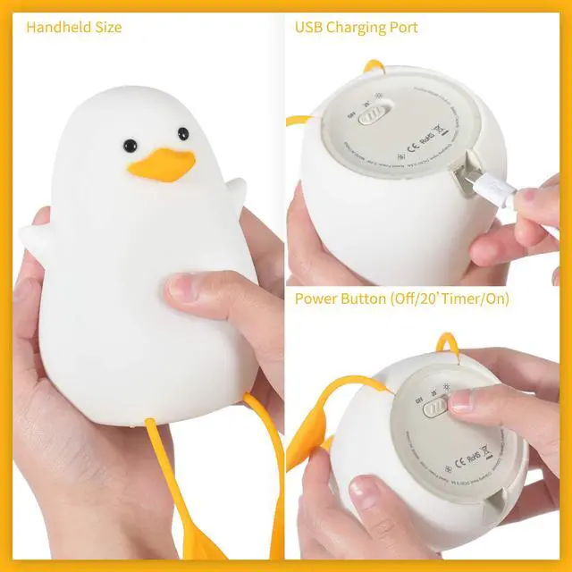 Alt view image 7 of 7 - Cute Duck Night Light, Gifts for Women Teen Girls Baby,Night Lights for Kids Bedroom Kawaii Room Decor, Cute Christmas Seagull Silicone Nightlights for Children Toddler.