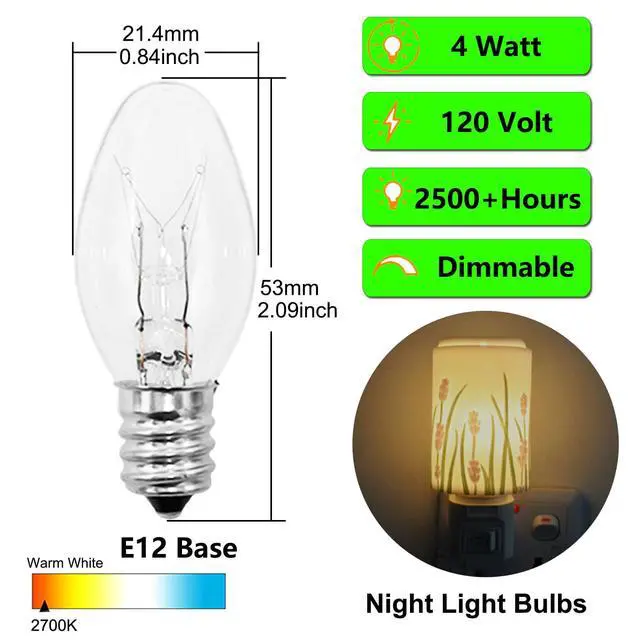 Alt view image 2 of 7 - Night Light Bulbs 4 Watt, E12 C7 Small Light Bulb,15 Pack