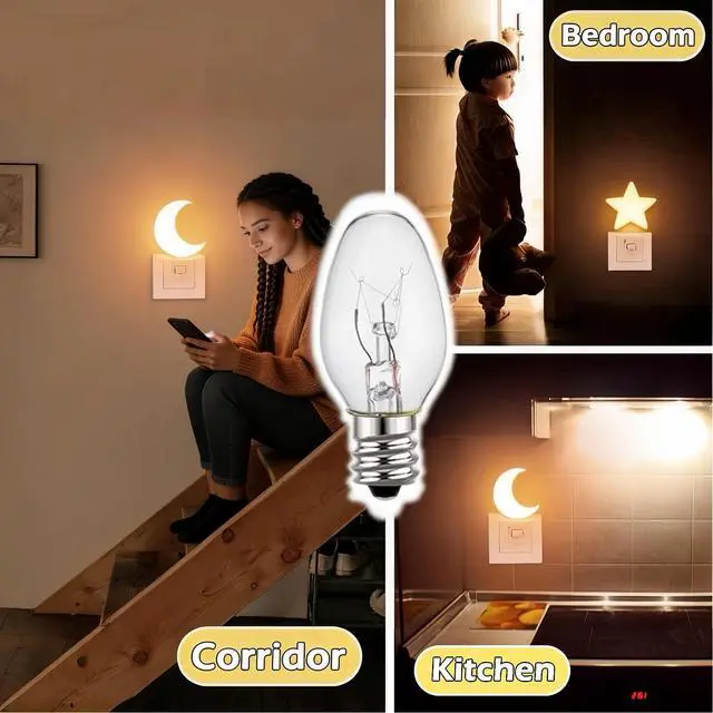 Alt view image 5 of 7 - C7 Night Light Bulb 4 Watt,E12 Candelabra Base,15 Lumens,Small Light Bulb,Night Light Replacement Bulbs,Clear, Soft White - 12 Pack