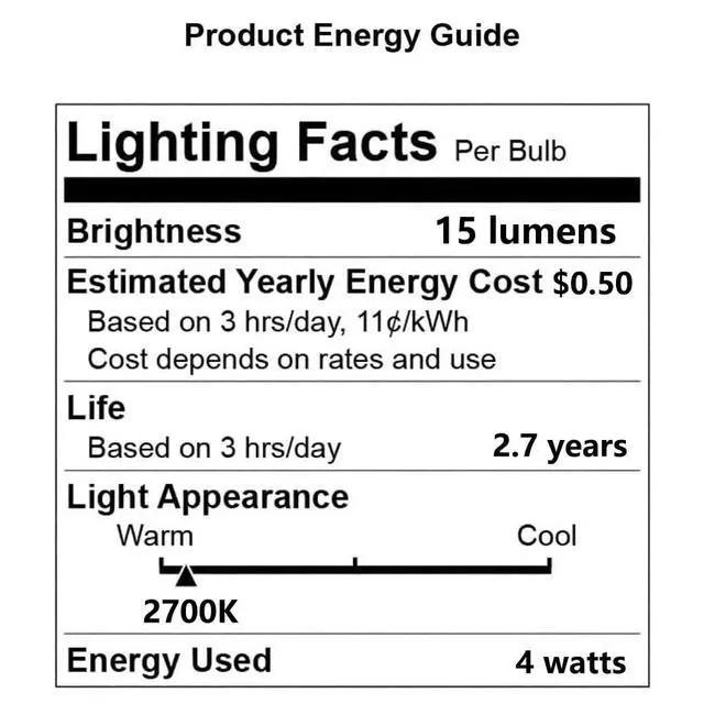Alt view image 7 of 7 - C7 Night Light Bulb 4 Watt,E12 Candelabra Base,15 Lumens,Small Light Bulb,Night Light Replacement Bulbs,Clear, Soft White - 12 Pack