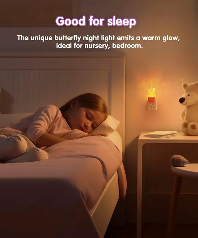 Alt view image 2 of 7 - Kids Night Light, Butterfly Night Light for Kids, Colored Mode