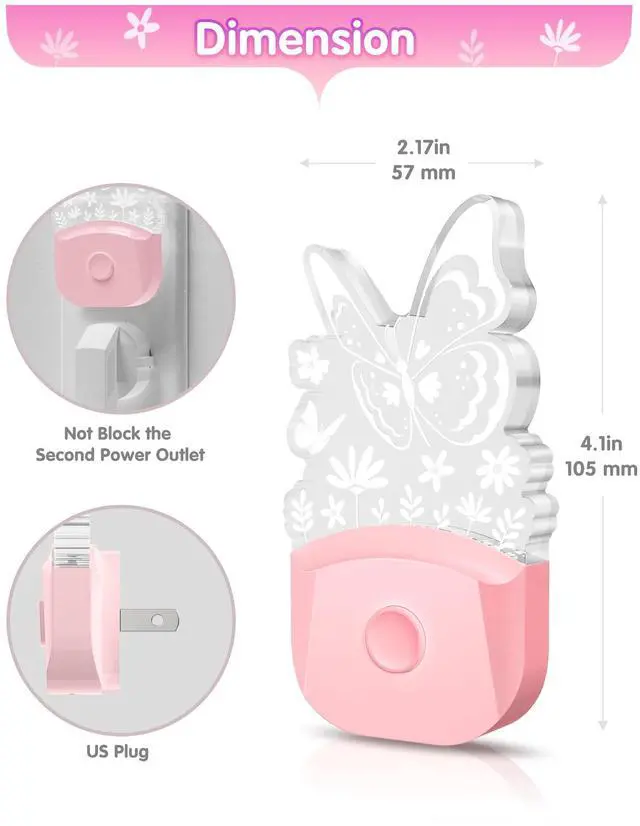 Alt view image 4 of 7 - Kids Night Light, Butterfly Night Light for Kids, Colored Mode