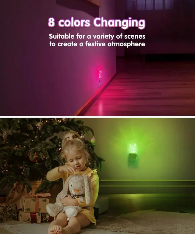 Alt view image 7 of 7 - Kids Night Light, Butterfly Night Light for Kids, Colored Mode