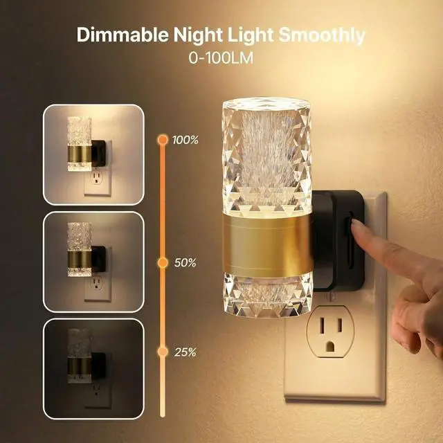 Alt view image 2 of 7 - Dimmable Acrylic Plug in LED Night Lights, Dusk to Dawn Sensor, 2 Pack